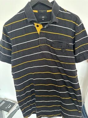 ARMI Classic Black Polo with Yellow and White Stripes | Like New